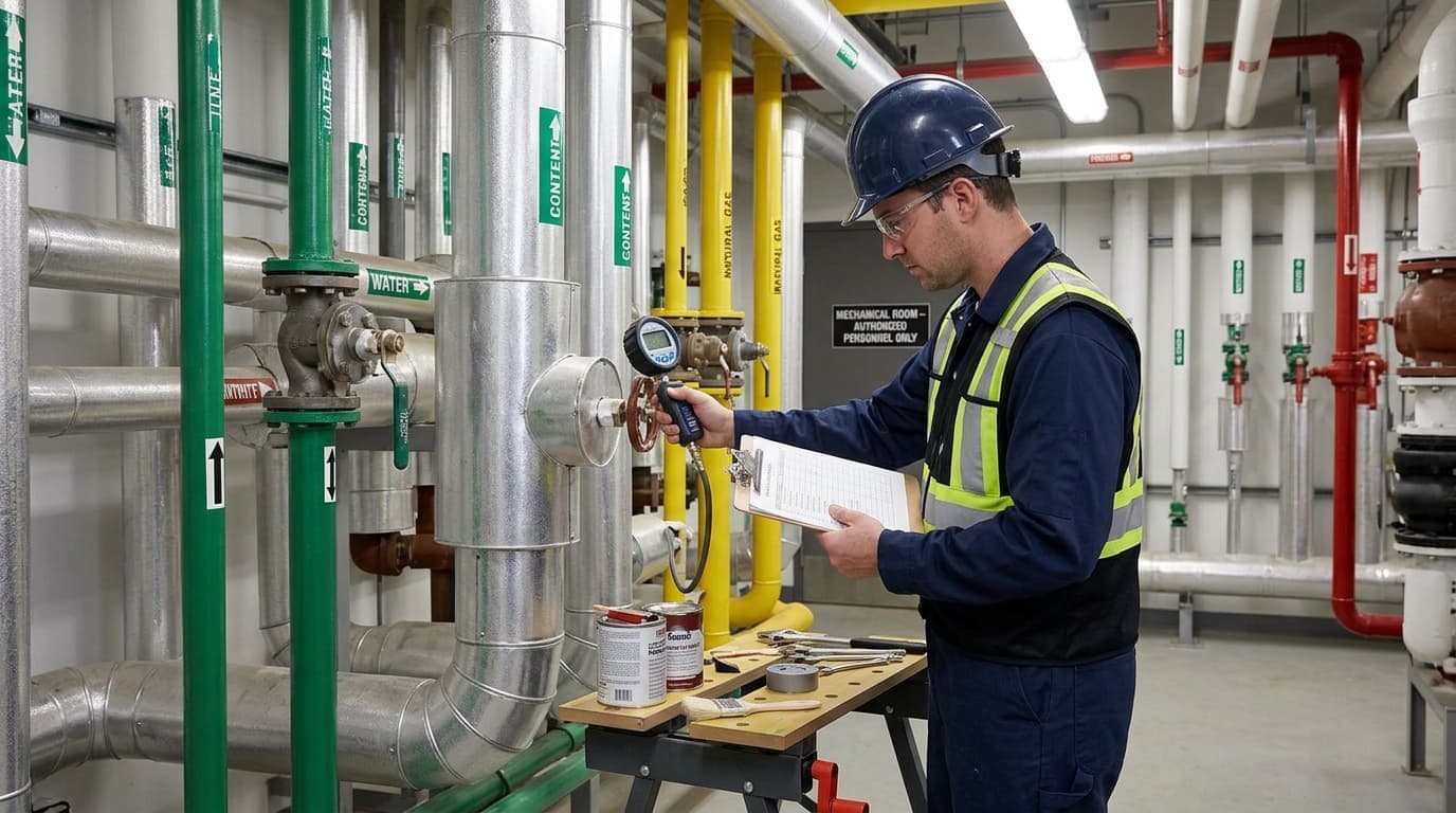 Planned maintenance inspection on piping with checklist