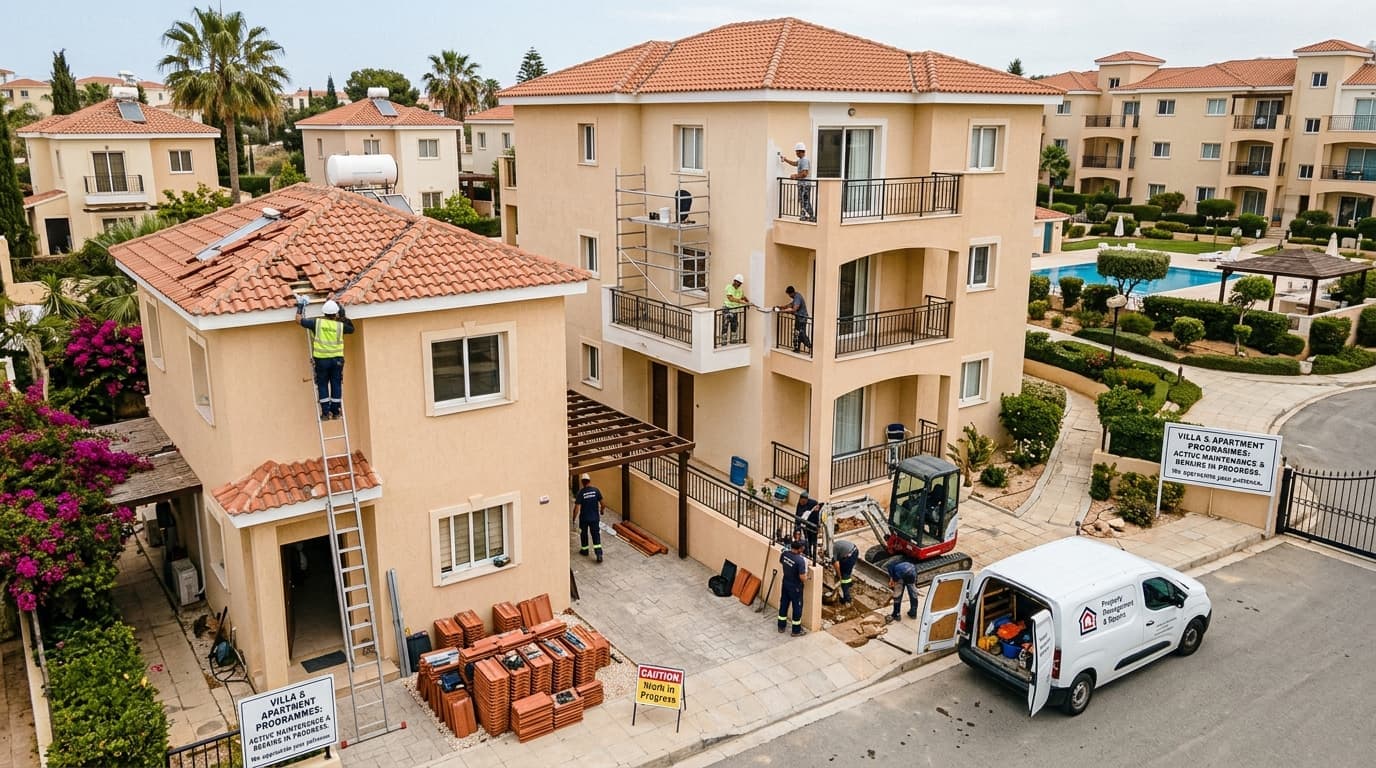 Villa and apartment maintenance and painting programme on site
