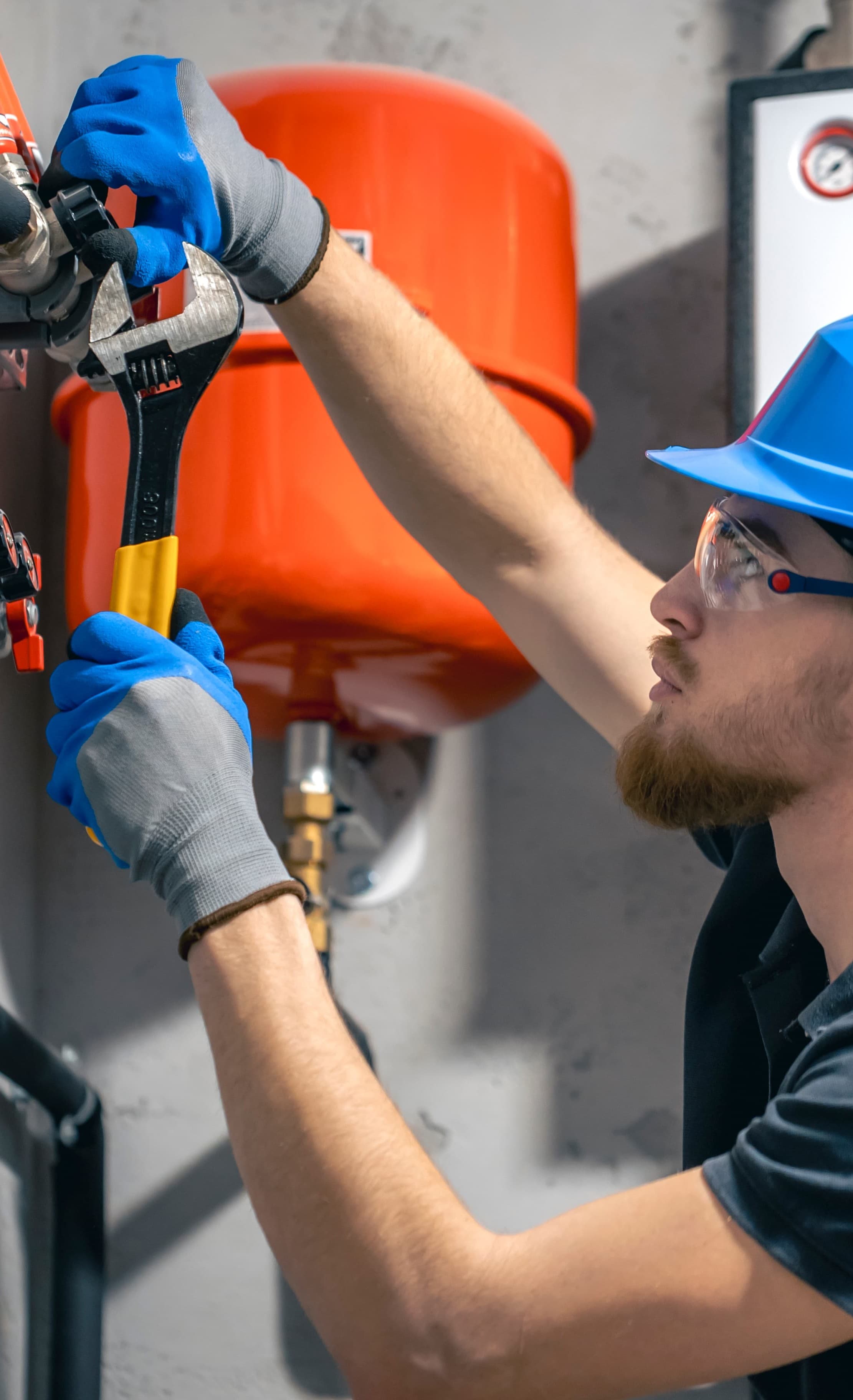 Trade professional completing finishing work on site
